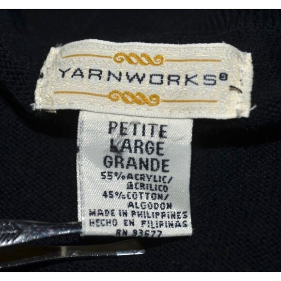 Vintage Yarnworks Black Button Up Cardigan Sweater Size Petite L Casual Modest - Picture 6 of 7